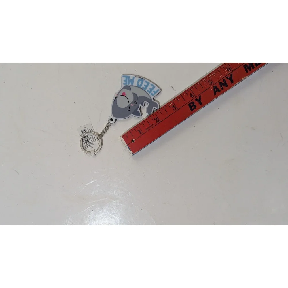 Kalan Feed Me Shark Keychain Gray Blue‎ Acrylic Ocean Animal Bag Tag New